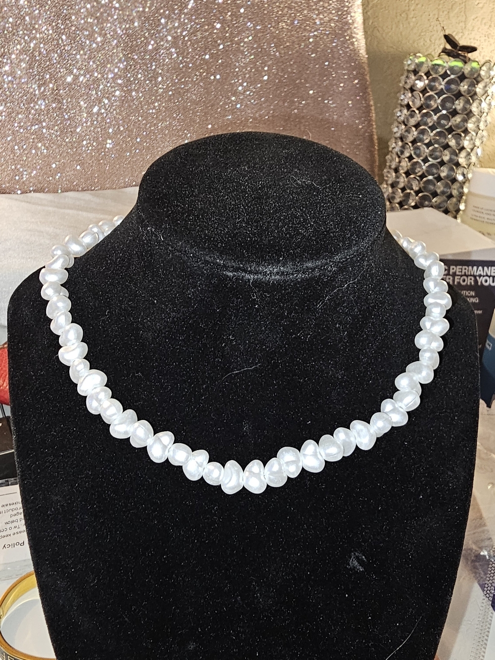 White Pearl Bead Necklace - Women Jewelry